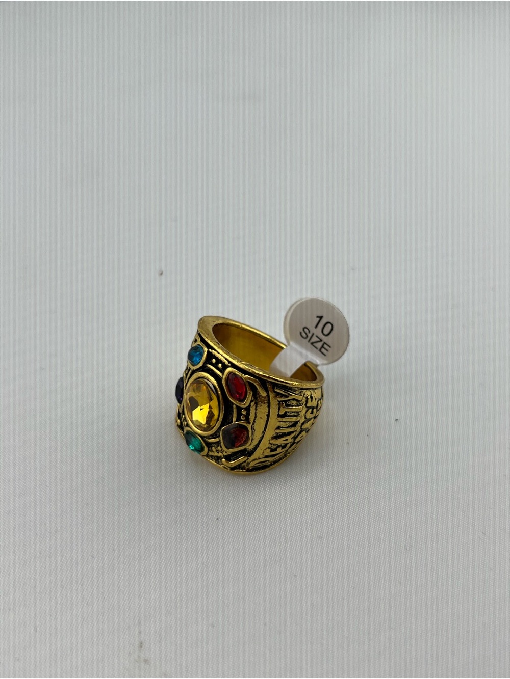 Gold Tone Infinity Gauntlet Style Multicolor Gem Statement Ring Size 10